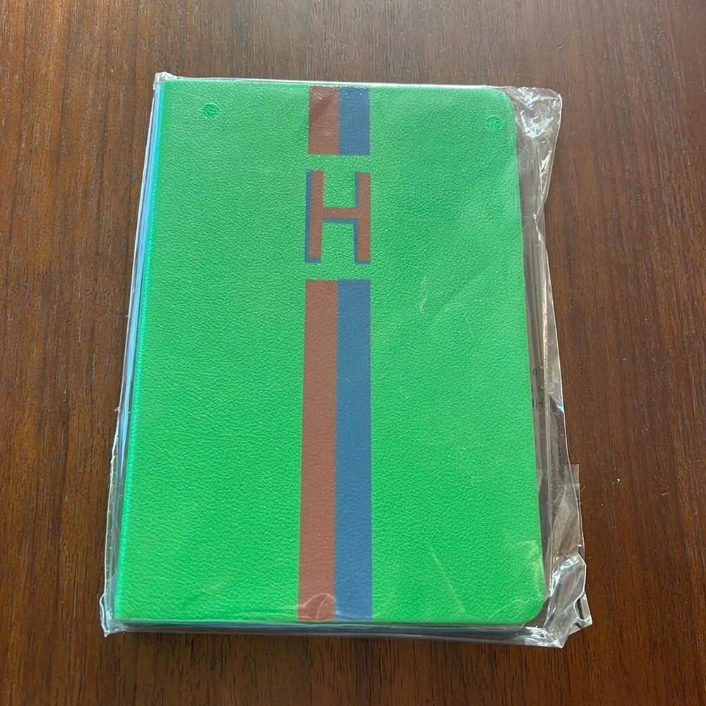 Clare V. For Anthropologie Green Stripe Monogram H Notebook NEW - Picture 5 of 11